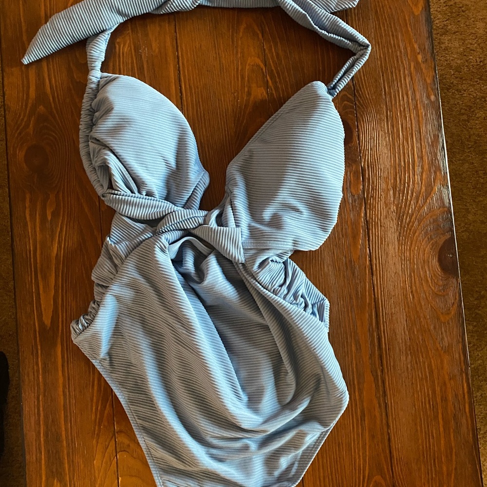 SHEIN Light Blue One Piece Swimsuit